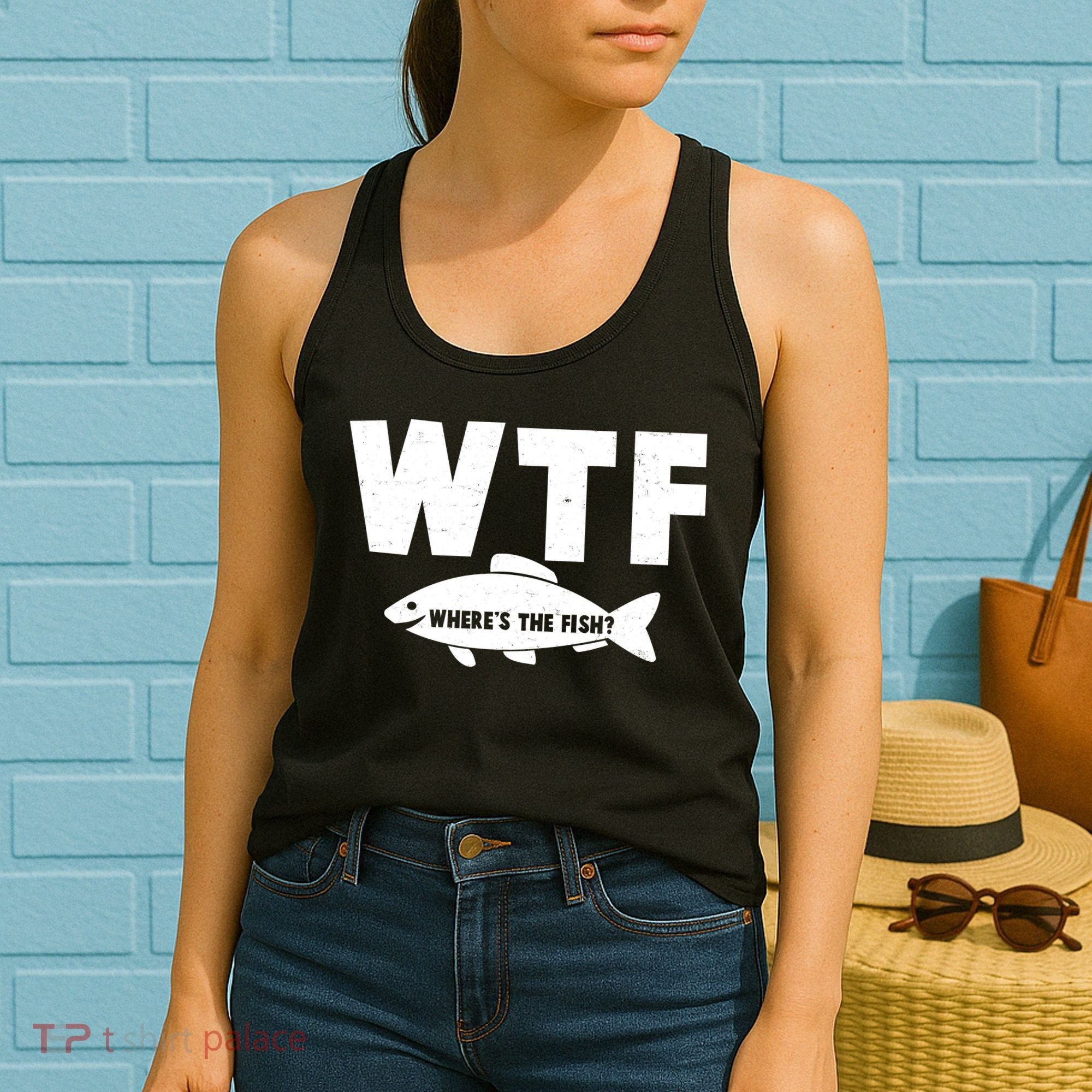 WTF Where's The Fish Fishing Fan Women's Tank Top