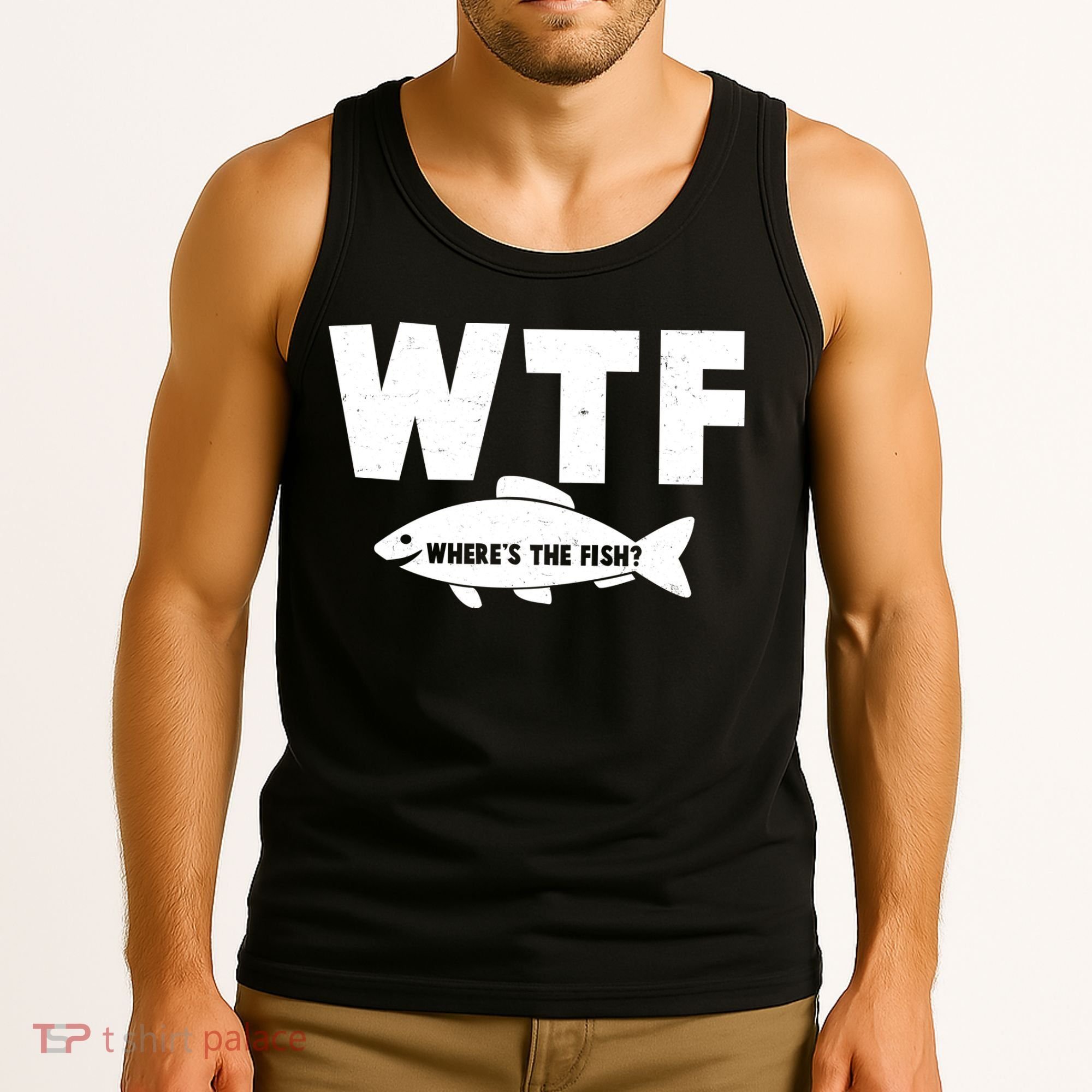 WTF Where's The Fish Fishing Fan Tank Top