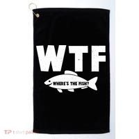 WTF Where's The Fish Fishing Fan Golf Towel thumb 0