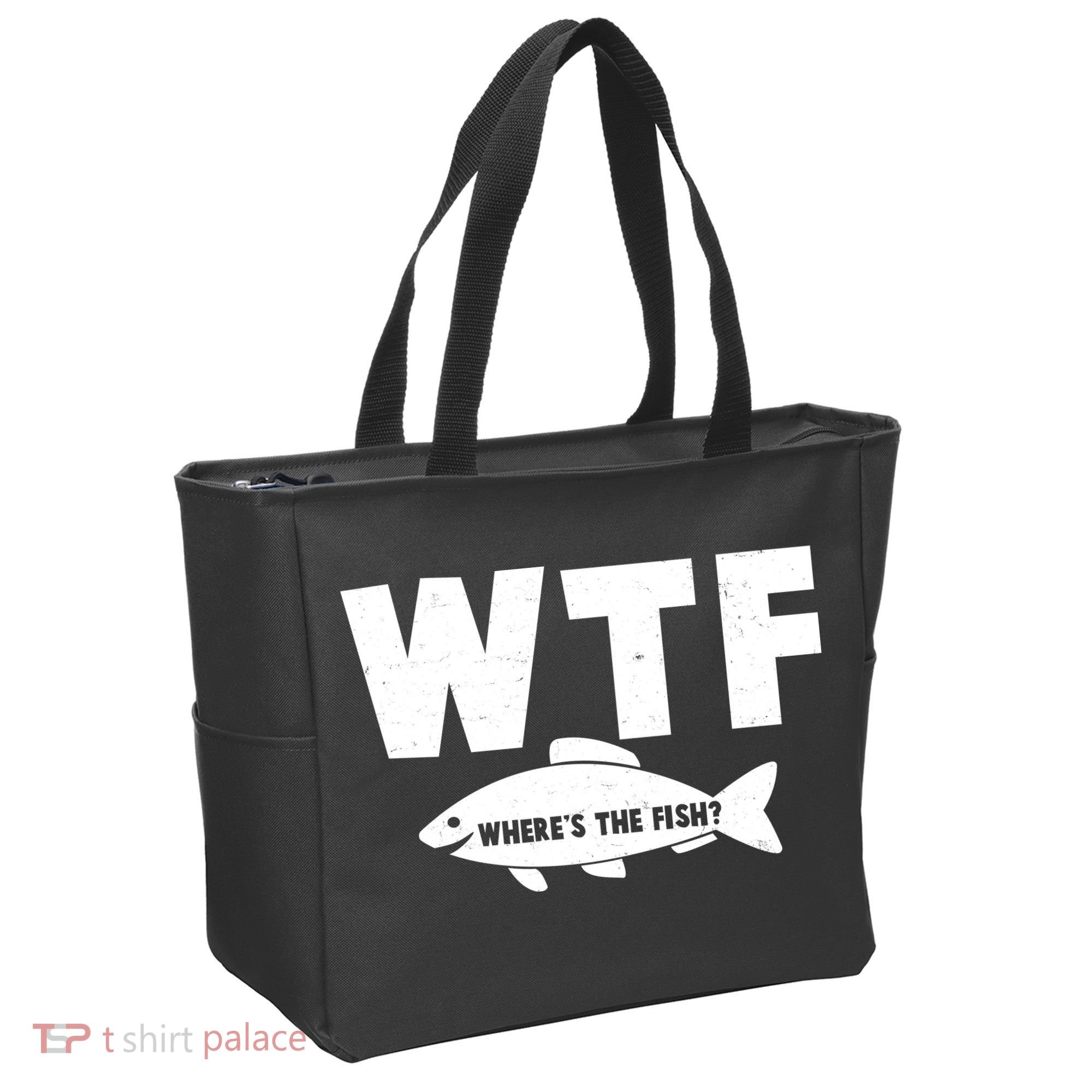 WTF Where's The Fish Fishing Fan Tote Bag