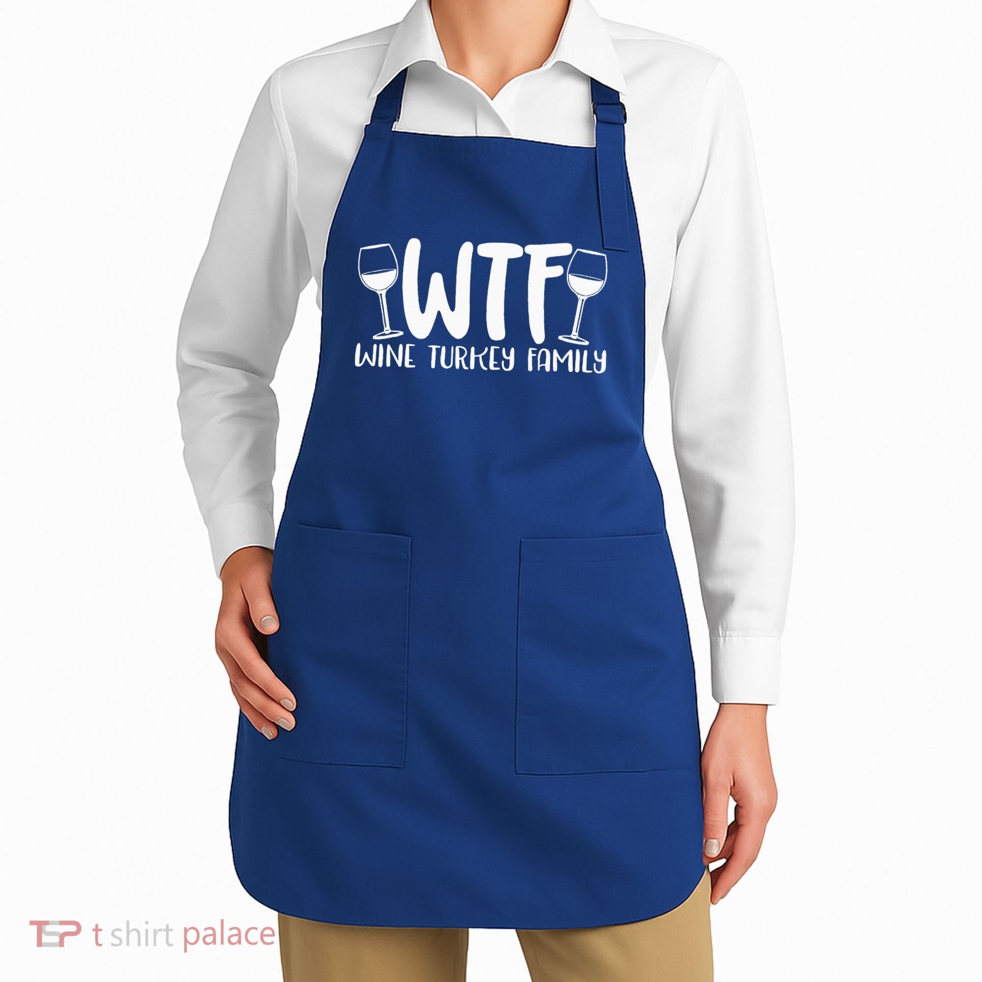 WTF Wine Turkey Family Funny Christmas Thanksgiving Apron