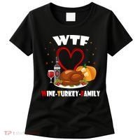 WTF Wine Turkey Family Thanksgiving Women's T-Shirt thumb 0