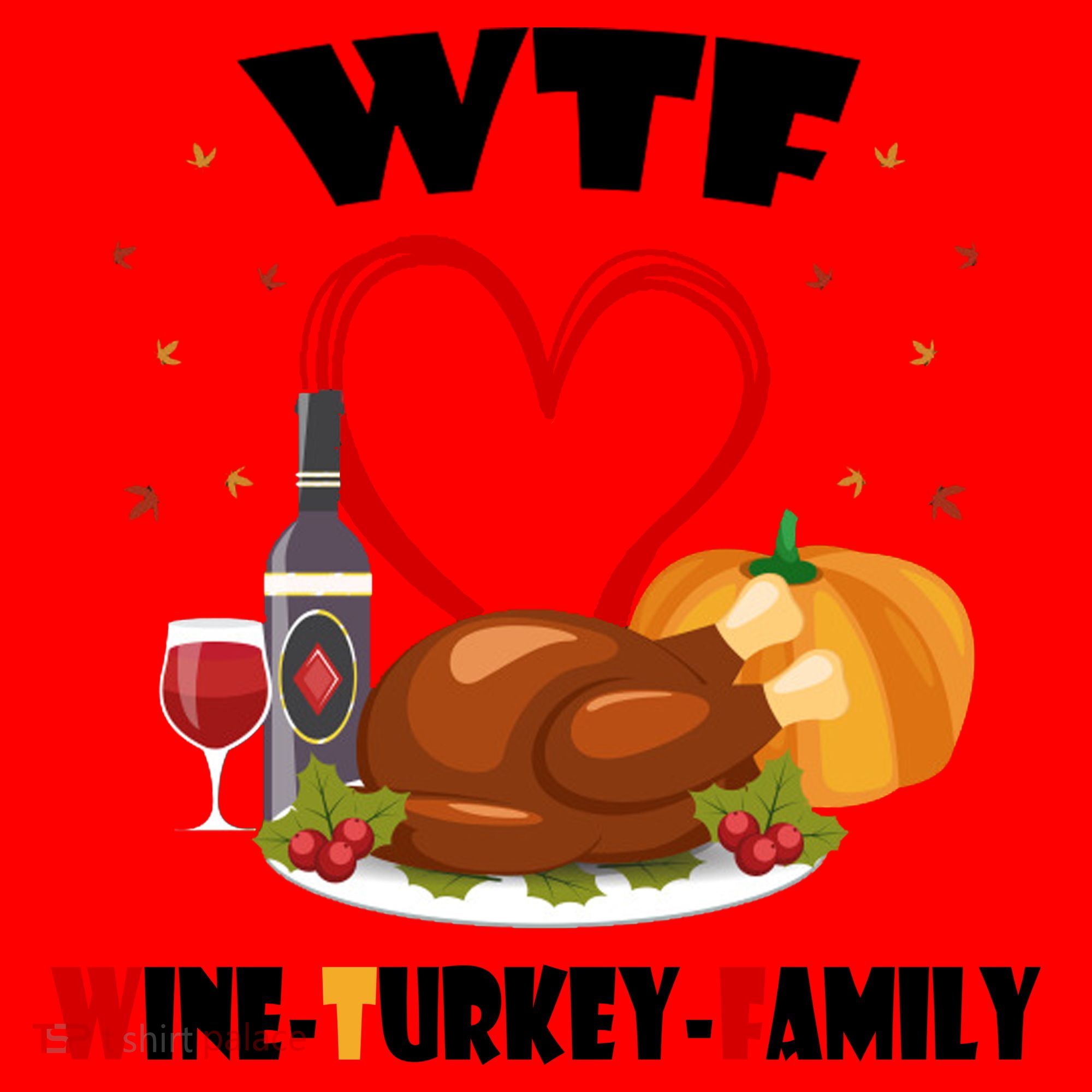 WTF Wine Turkey Family Thanksgiving Santa Hat