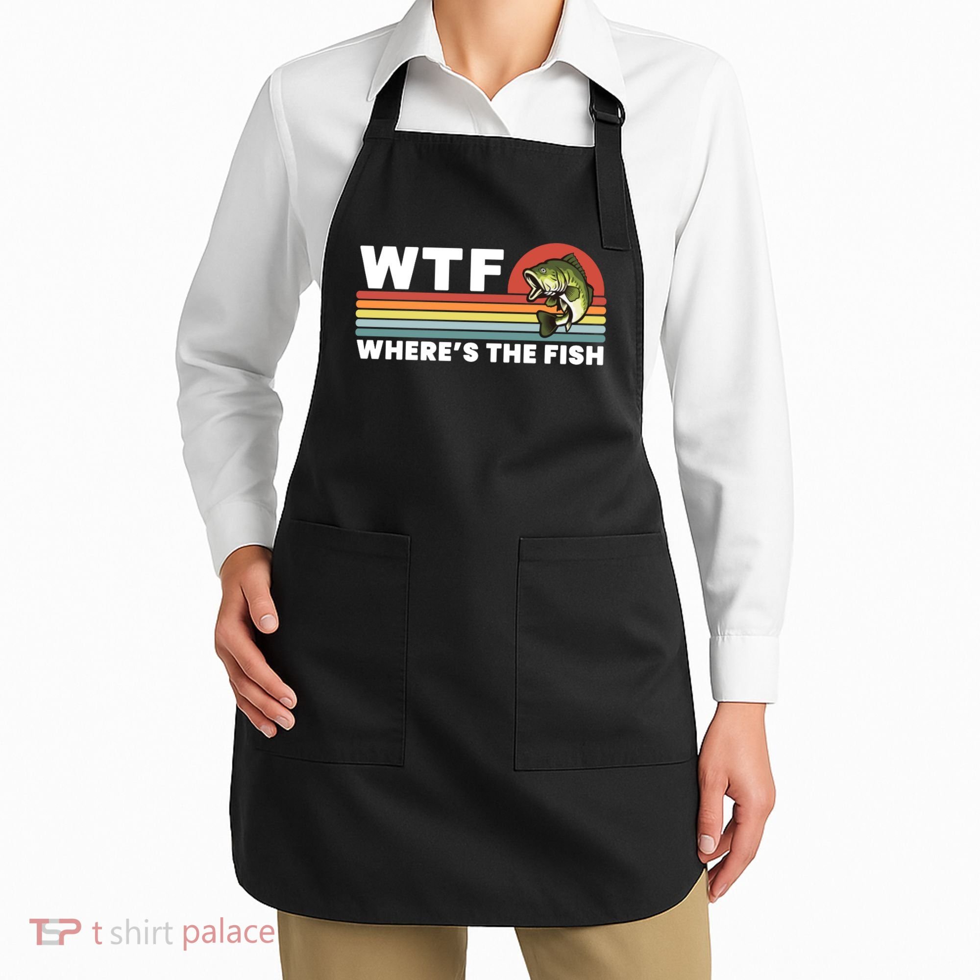 WTF Where's The Fish Funny Fisherman Apron