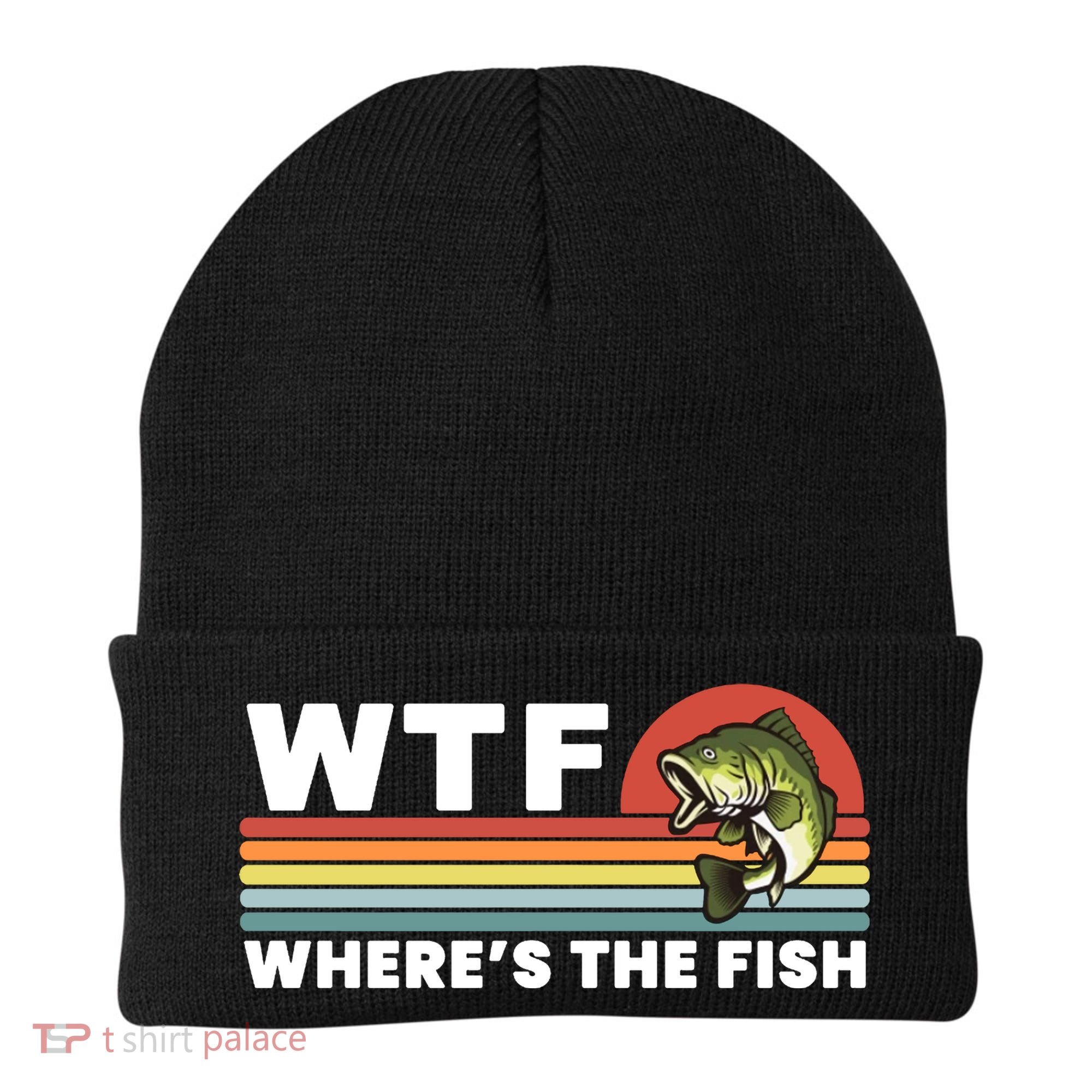 WTF Where's The Fish Funny Fisherman Beanie