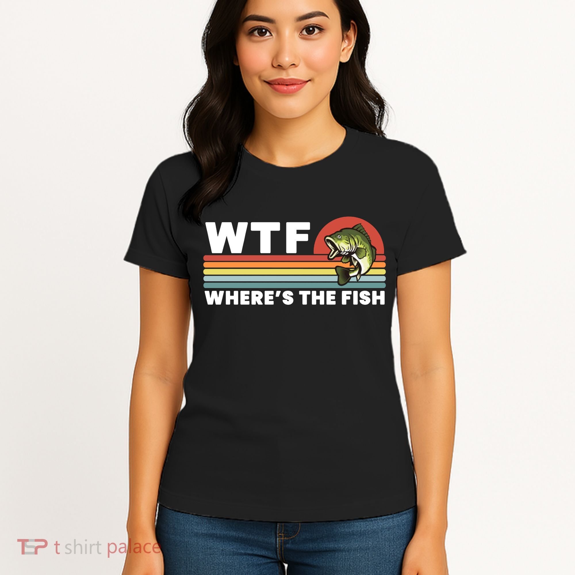 WTF Where's The Fish Funny Fisherman Women's T-Shirt