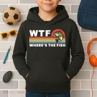 WTF Where's The Fish Funny Fisherman Kids Hoodie thumb 2