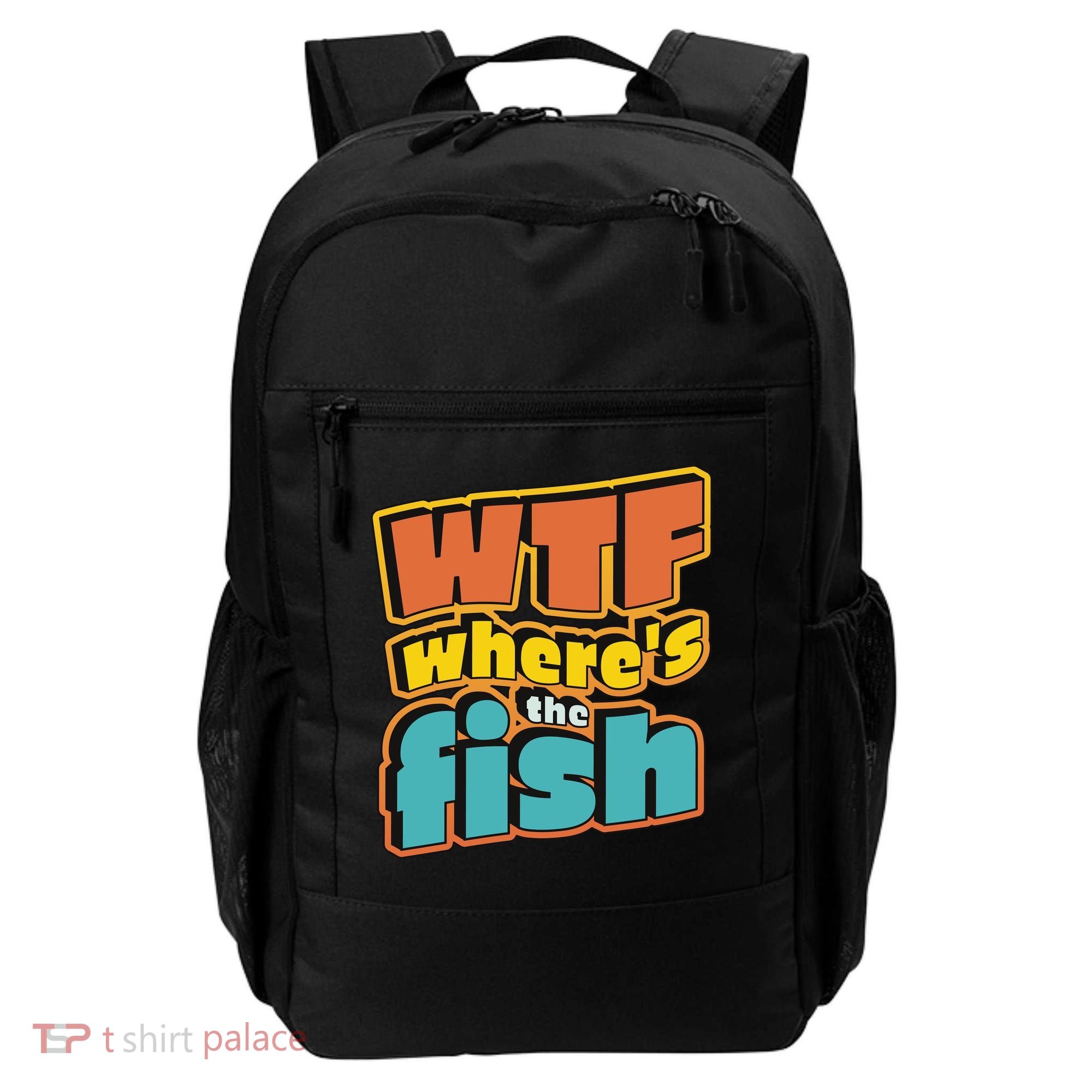 WTF Where's The Fish Funny Backpack