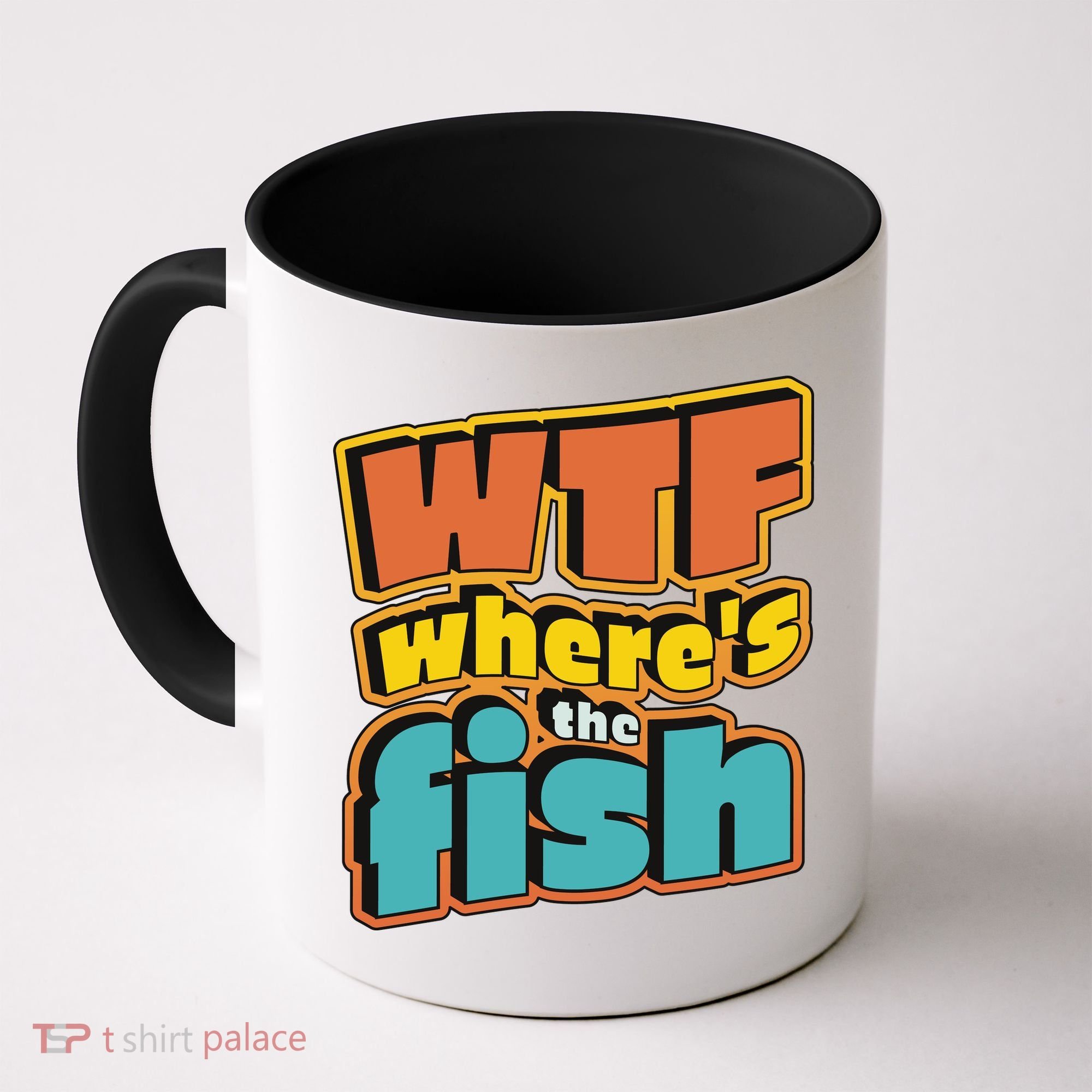 WTF Where's The Fish Funny Coffee Mug