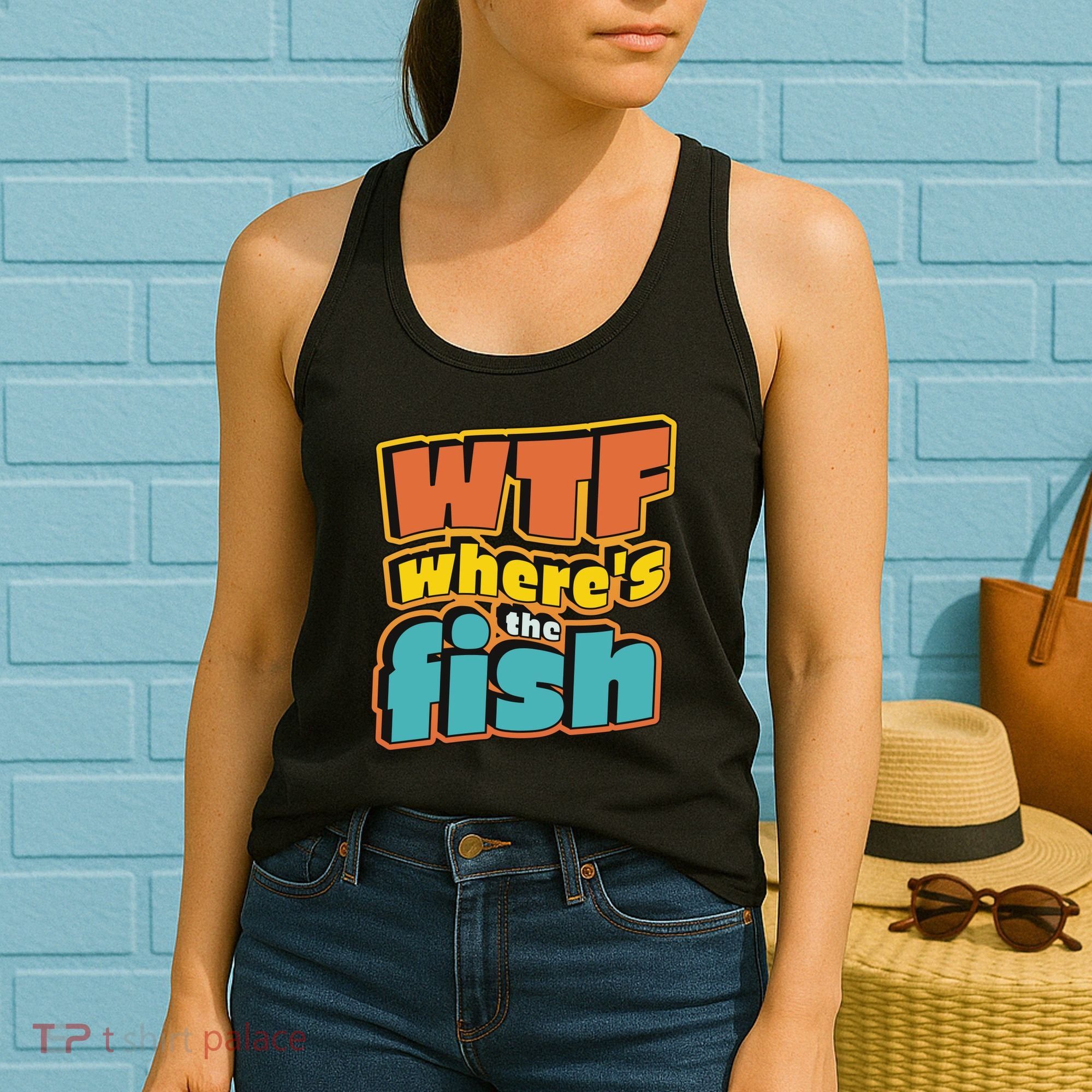 WTF Where's The Fish Funny Women's Tank Top