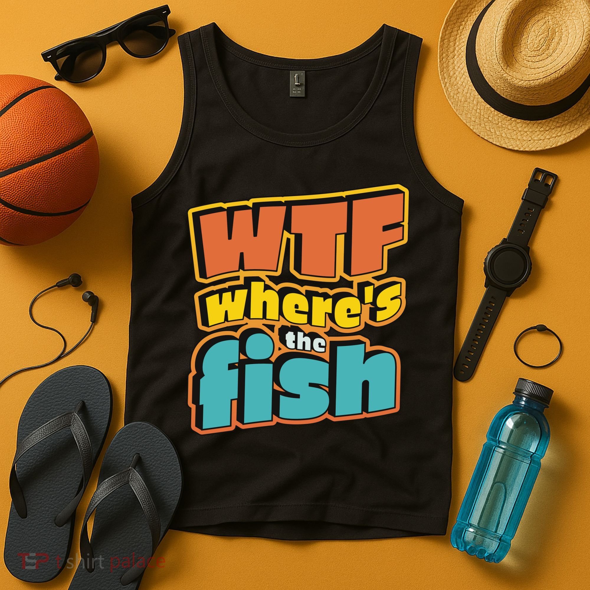 WTF Where's The Fish Funny Tank Top