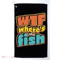 WTF Where's The Fish Funny Golf Towel thumb 0