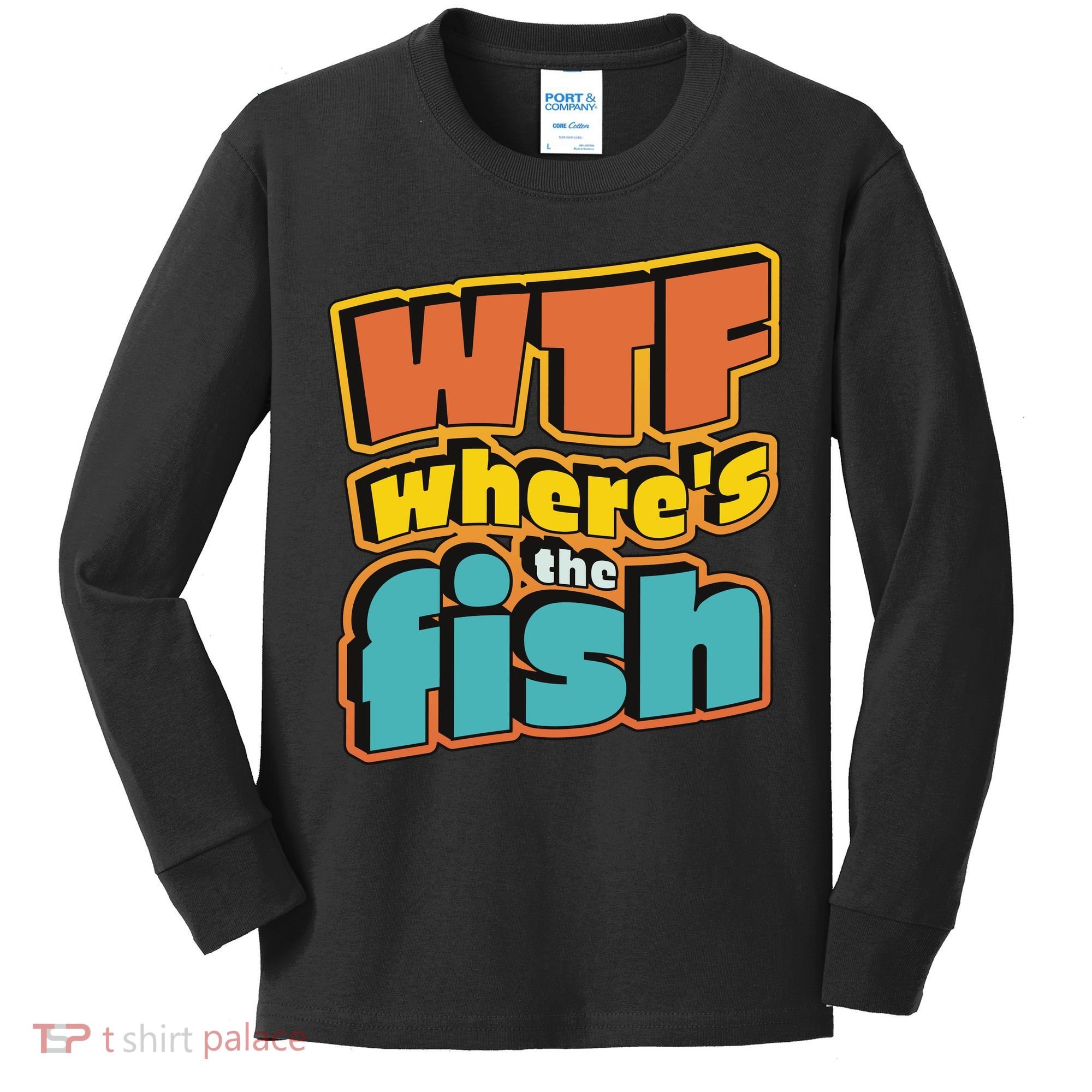 WTF Where's The Fish Funny Kids Long Sleeve Shirt