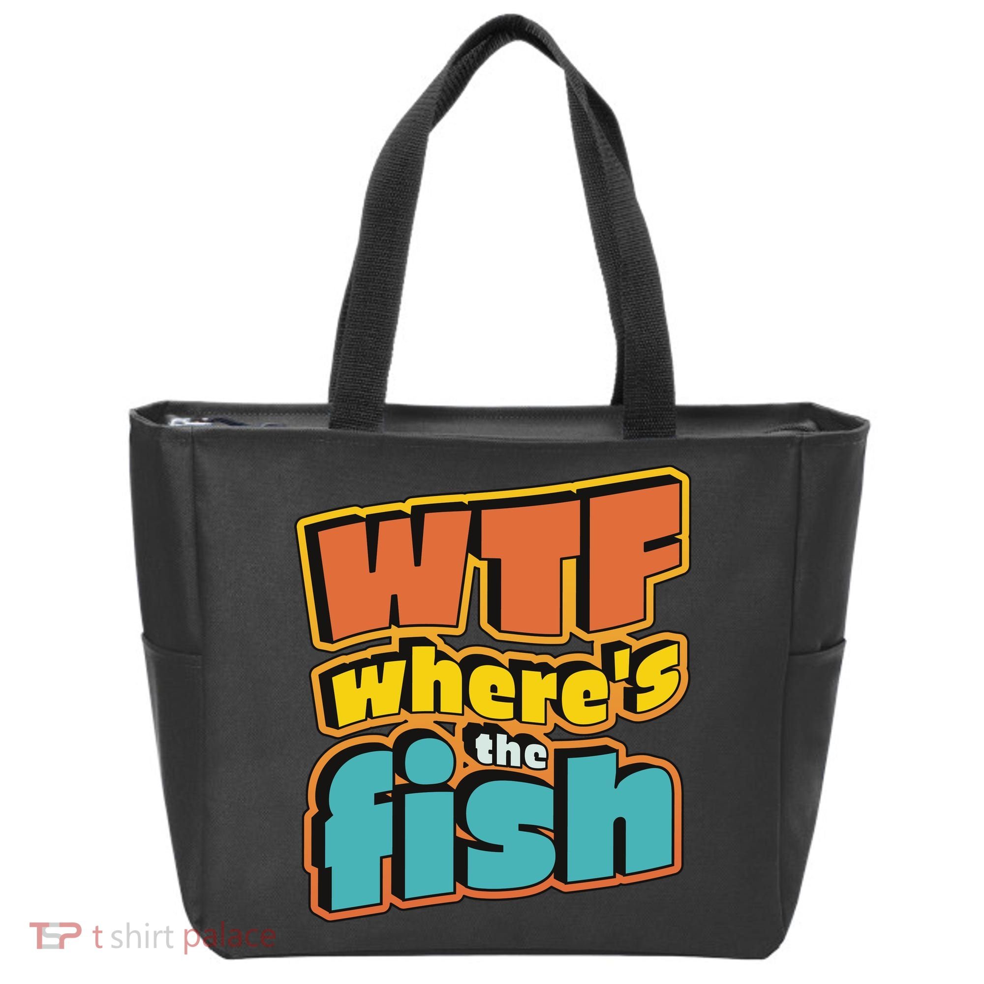 WTF Where's The Fish Funny Tote Bag