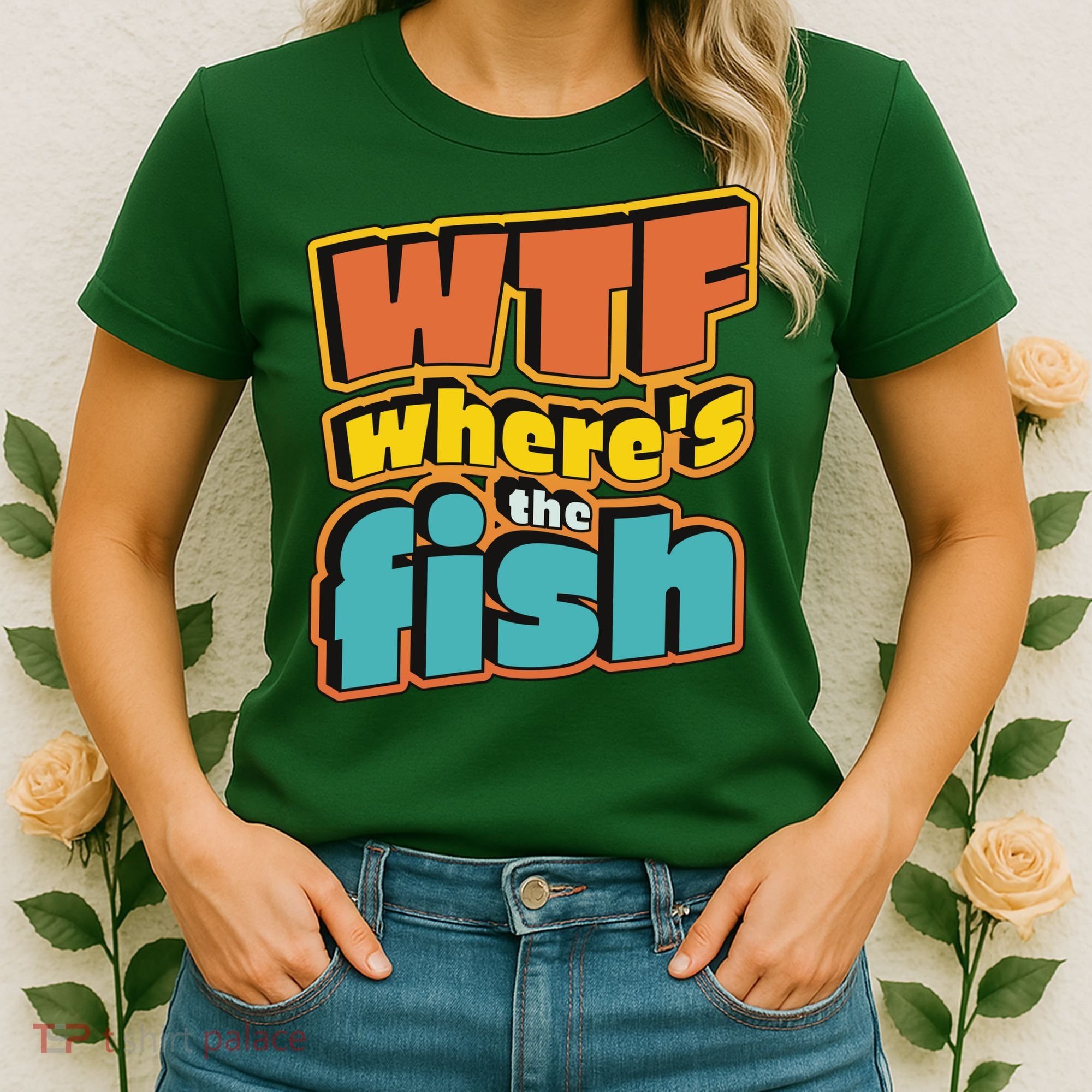WTF Where's The Fish Funny Women's T-Shirt
