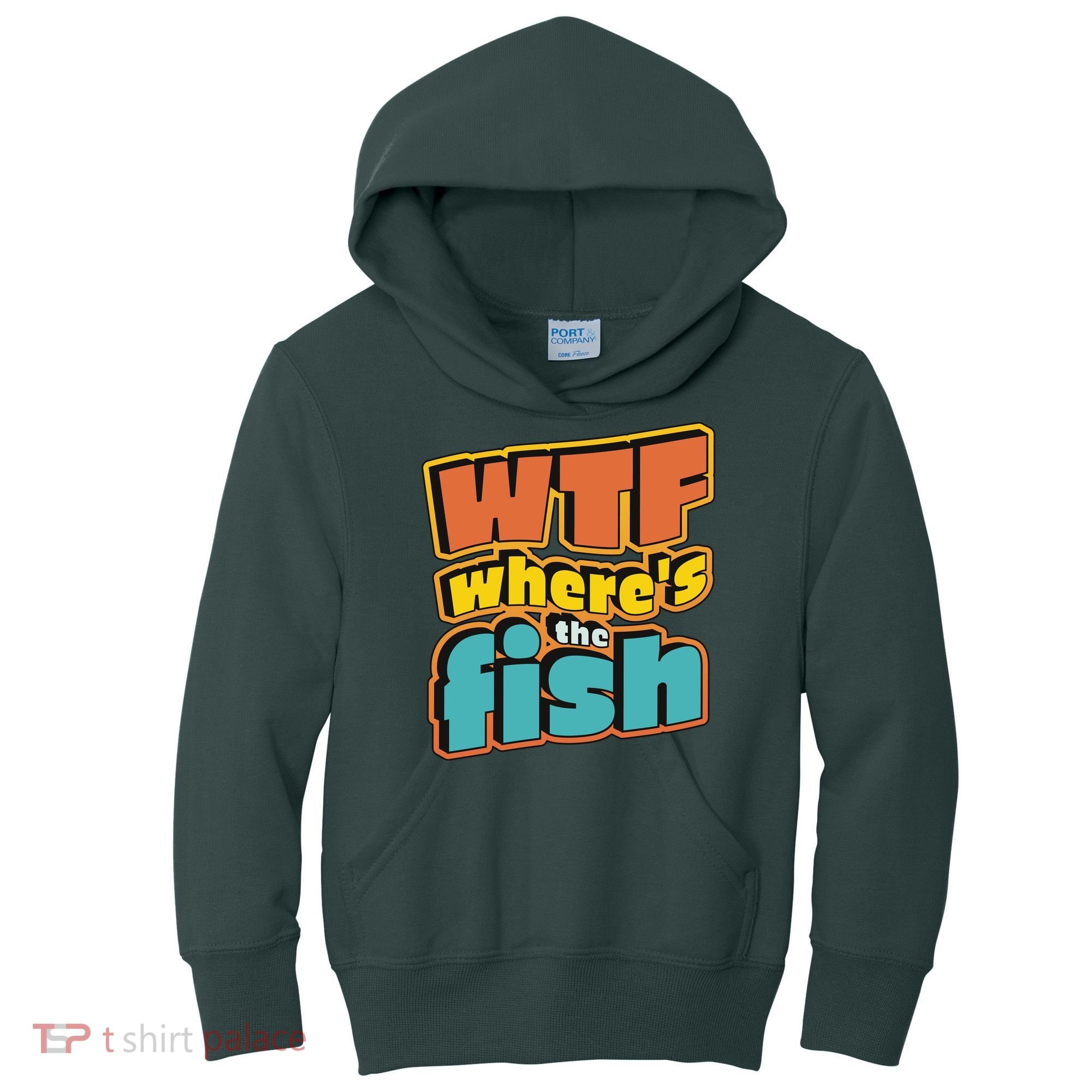 WTF Where's The Fish Funny Kids Hoodie