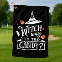 Witch Way To The Candy? Golf Towel thumb 1