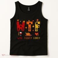 WTF Wine Turkey Family Funny Thanksgiving Tank Top thumb 2