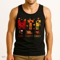 WTF Wine Turkey Family Funny Thanksgiving Tank Top thumb 3