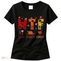 WTF Wine Turkey Family Funny Thanksgiving Women's T-Shirt thumb 0
