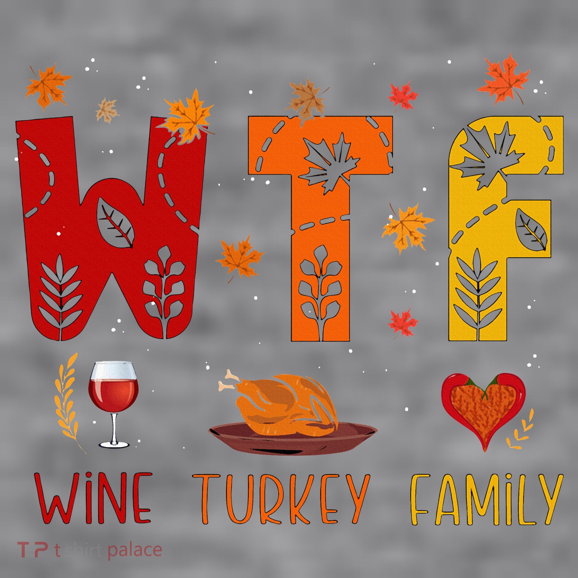 WTF Wine Turkey Family Funny Thanksgiving Women's Racerback Cropped Tank