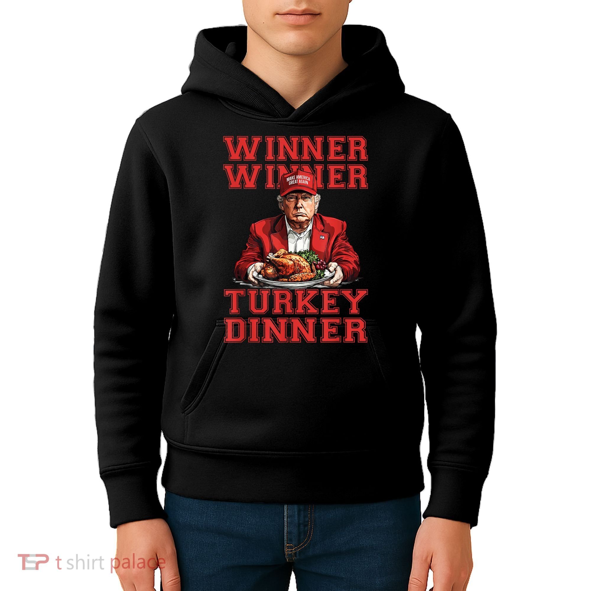 Winner Winner Turkey Dinner Donald Trump Usa Thanksgiving Kids Hoodie