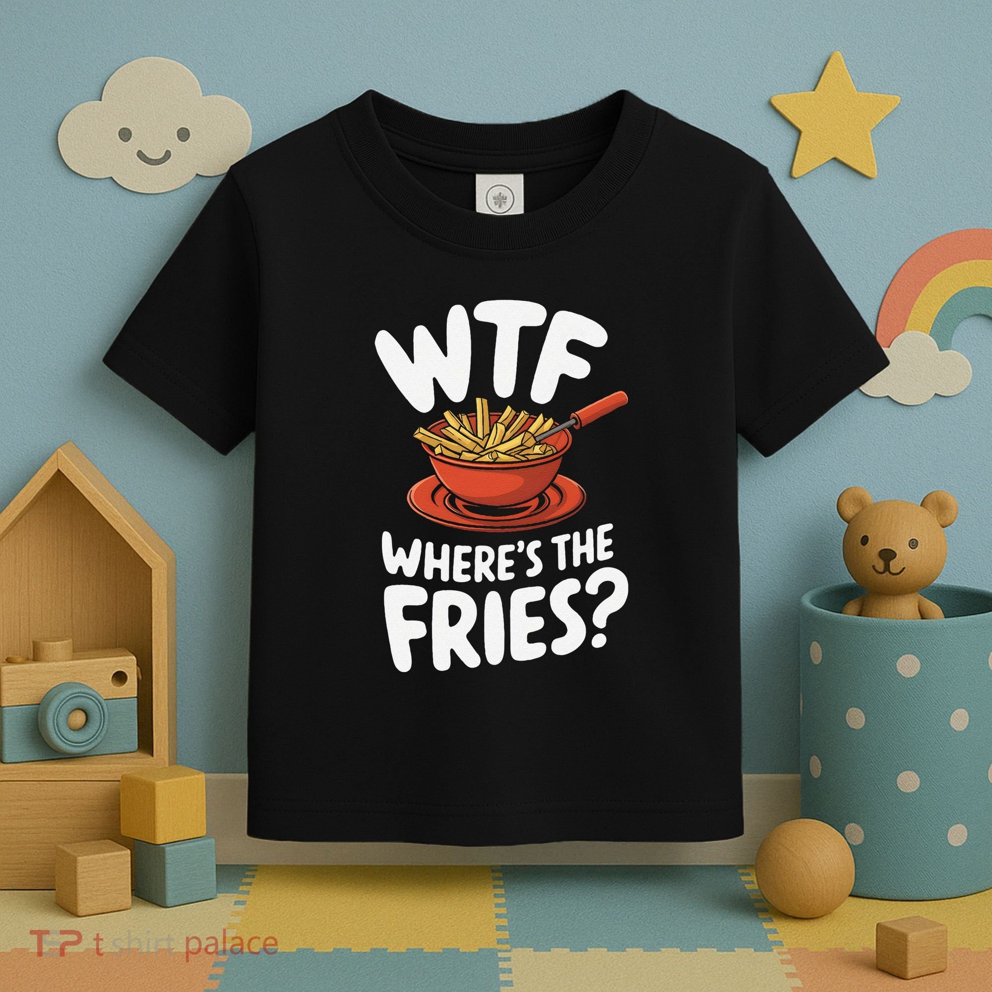 Wtf WhereS The Fries Funny Expression Toddler T-Shirt