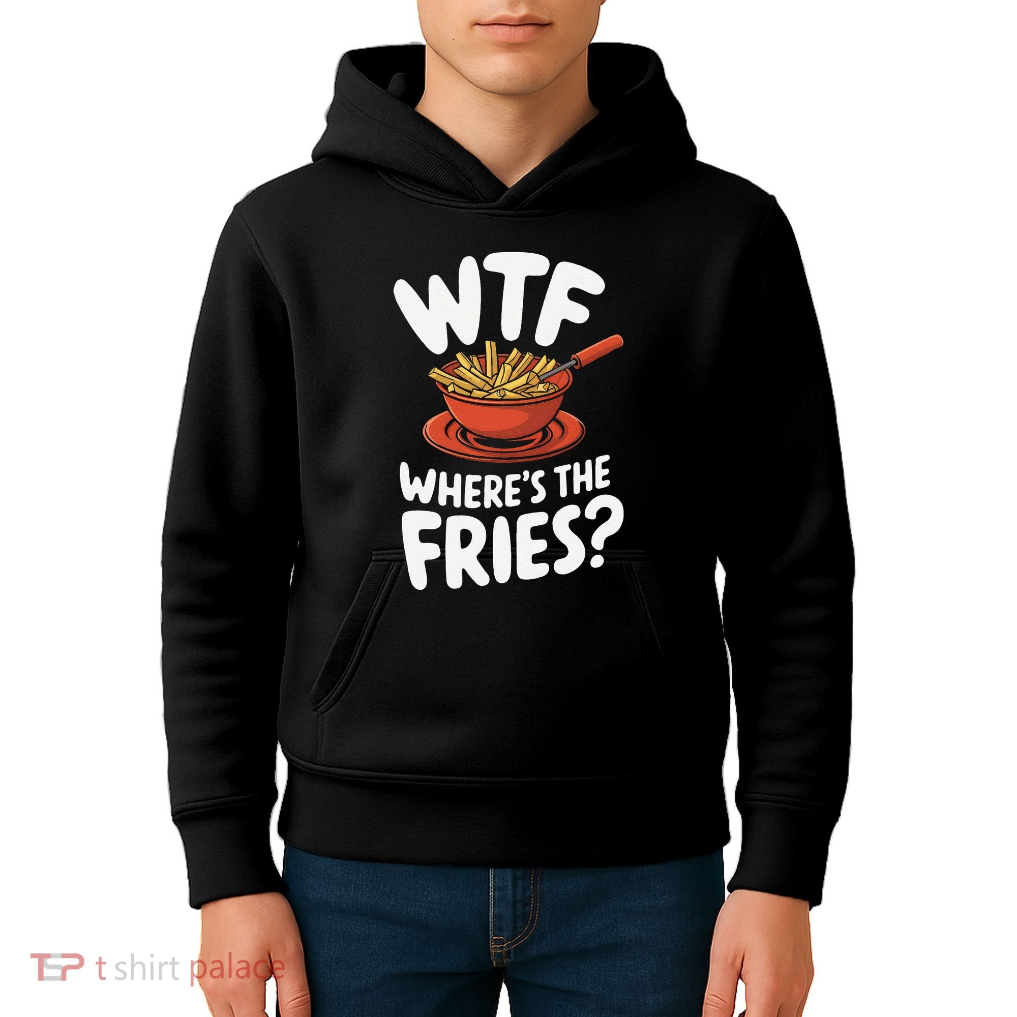 Wtf WhereS The Fries Funny Expression Kids Hoodie