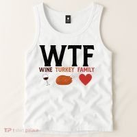 WTF Wine Turkey Family Funny Thanksgiving Tank Top thumb 2