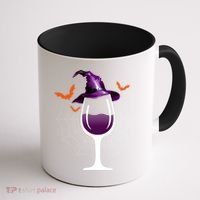 Witch Way To The Wine Witch And Wine Funny Halloween Meaningful Gift Coffee Mug thumb 1