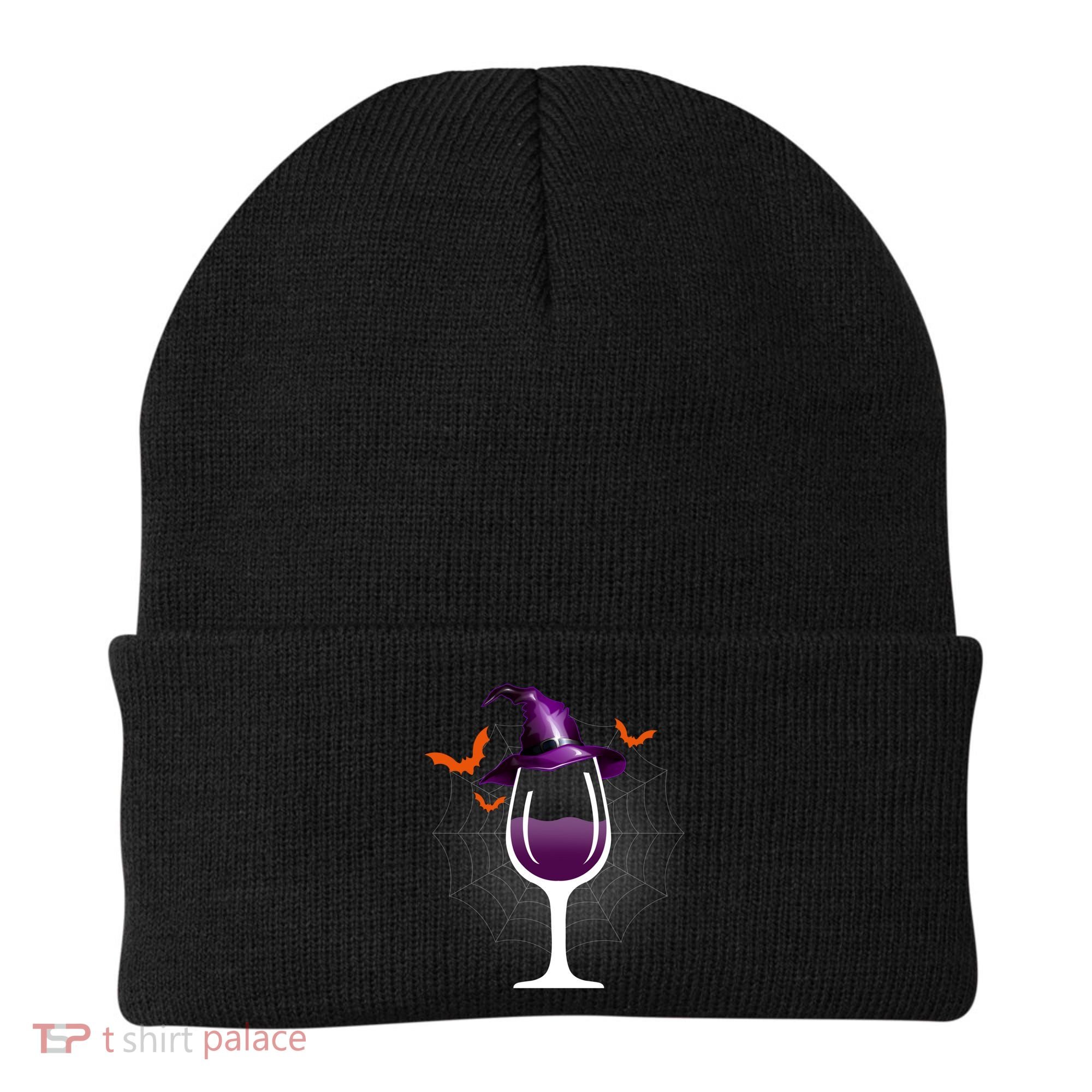 Witch Way To The Wine Witch And Wine Funny Halloween Meaningful Gift Beanie