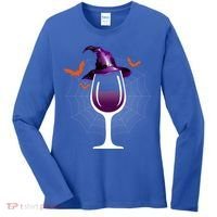 Witch Way To The Wine Witch And Wine Funny Halloween Meaningful Gift Women's Long Sleeve Shirt thumb 0