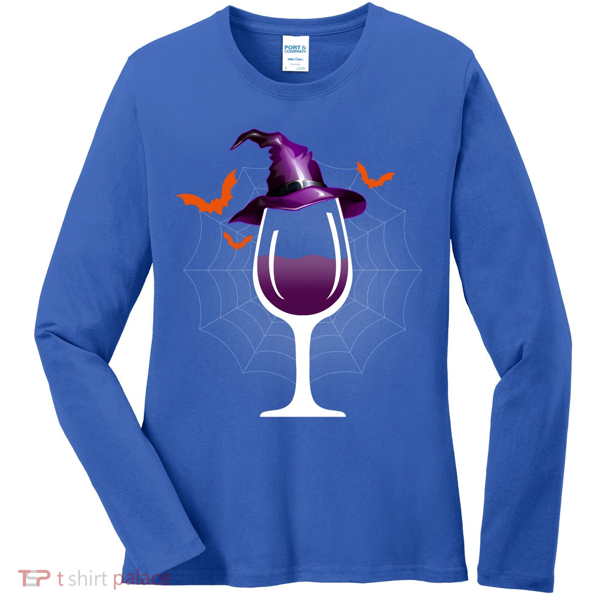 Witch Way To The Wine Witch And Wine Funny Halloween Meaningful Gift Women's Long Sleeve Shirt