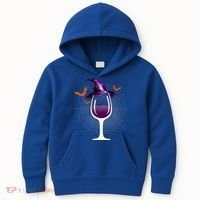 Witch Way To The Wine Witch And Wine Funny Halloween Meaningful Gift Kids Hoodie thumb 0