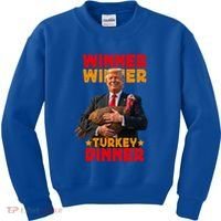 Winner Winner Turkey Dinner Funny Trump Thanksgiving Gift Kids Sweatshirt thumb 0