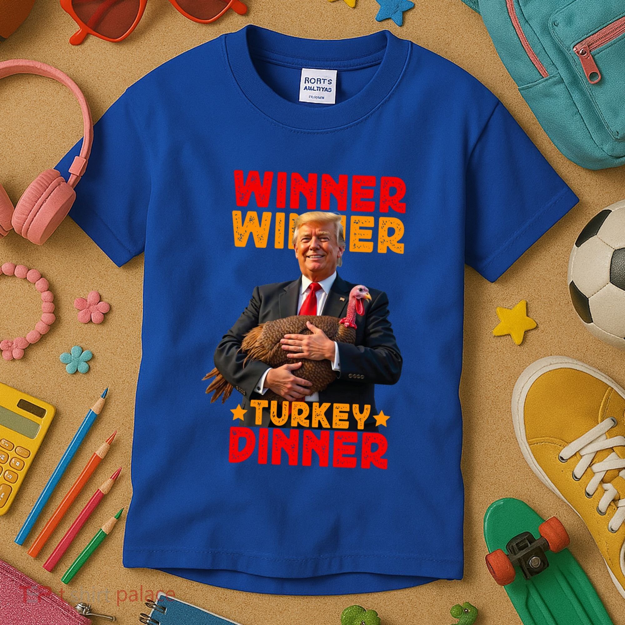 Winner Winner Turkey Dinner Funny Trump Thanksgiving Gift Kids T-Shirt