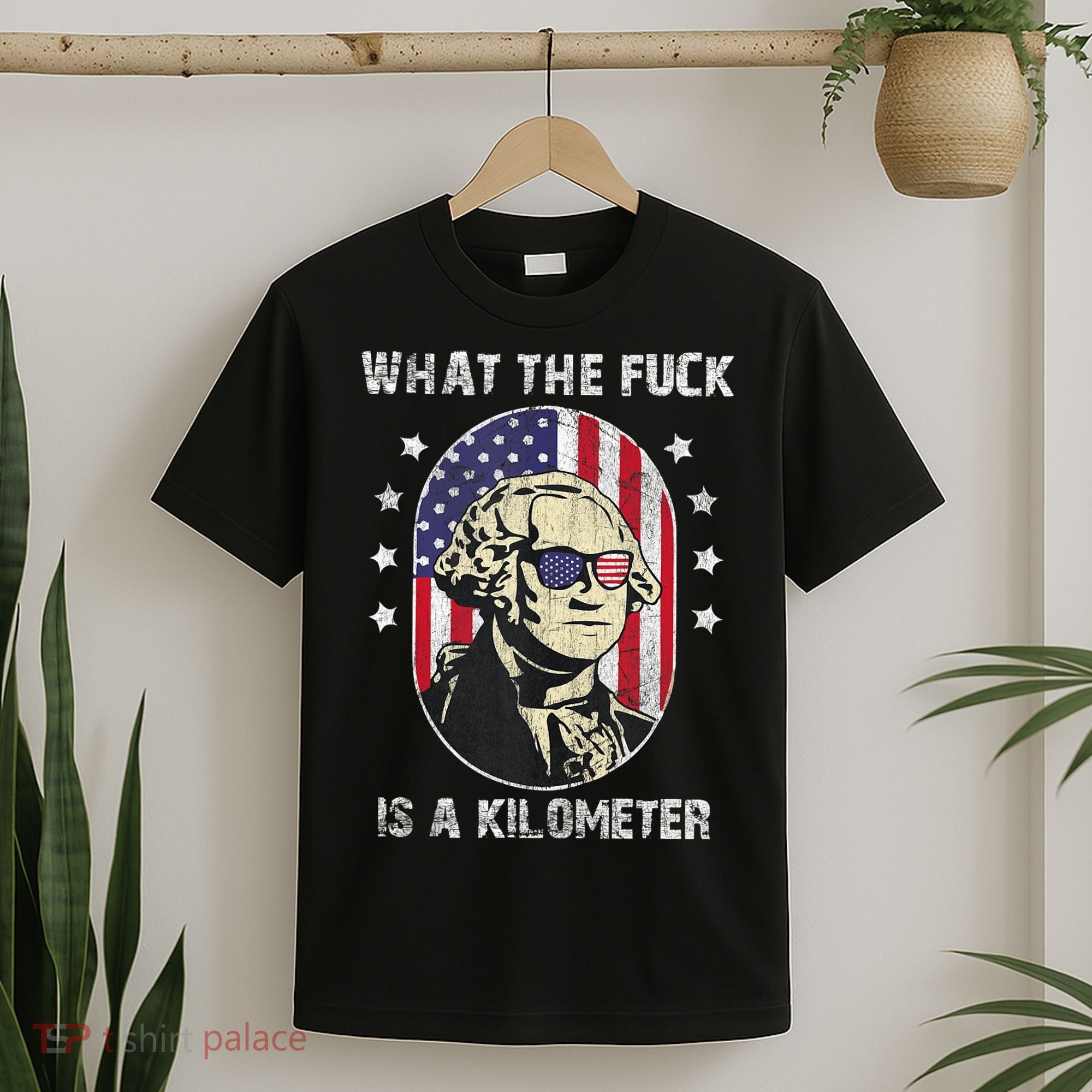 WTF What The Fuck Is A Kilometer George Washington Vintage T-Shirt