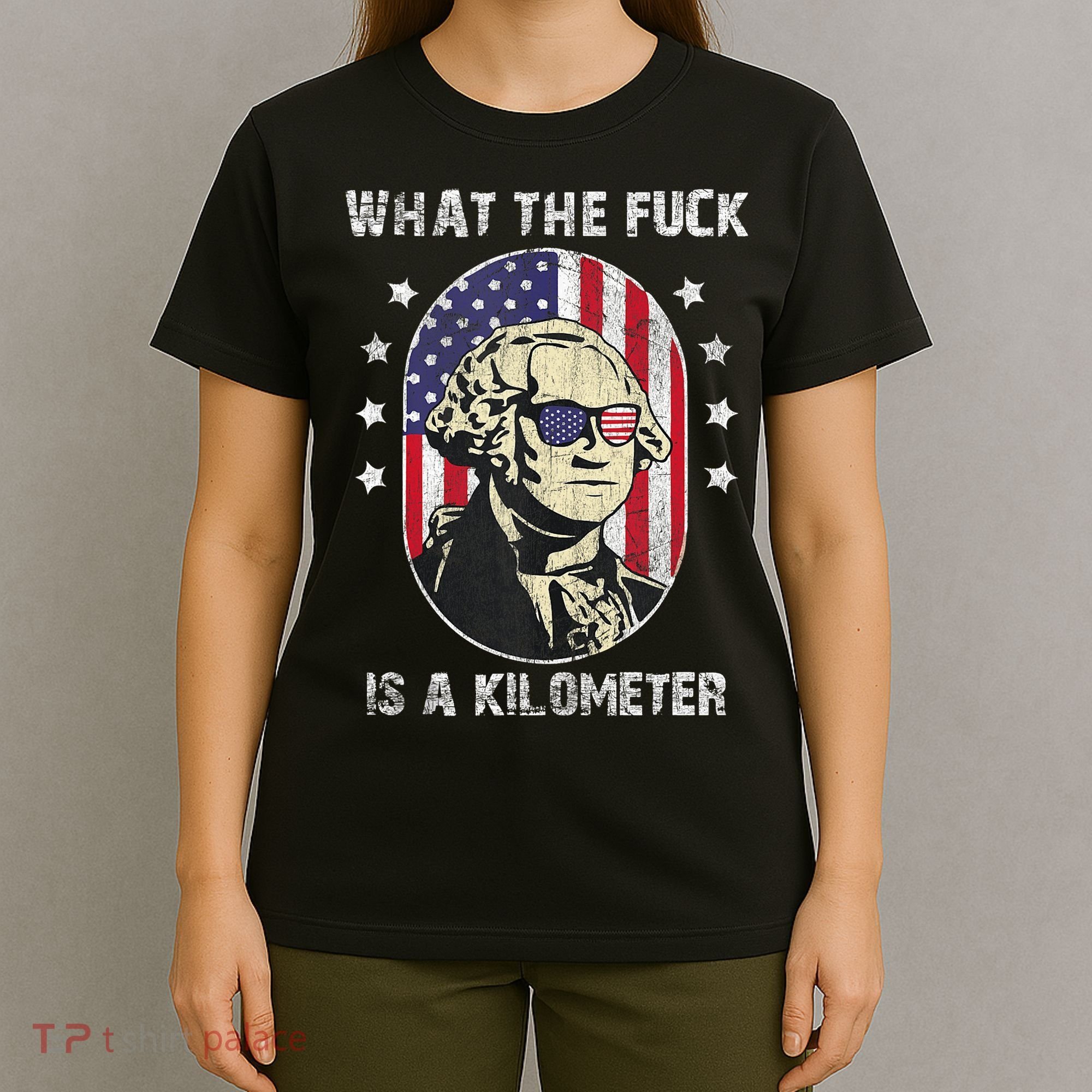 WTF What The Fuck Is A Kilometer George Washington Vintage T-Shirt