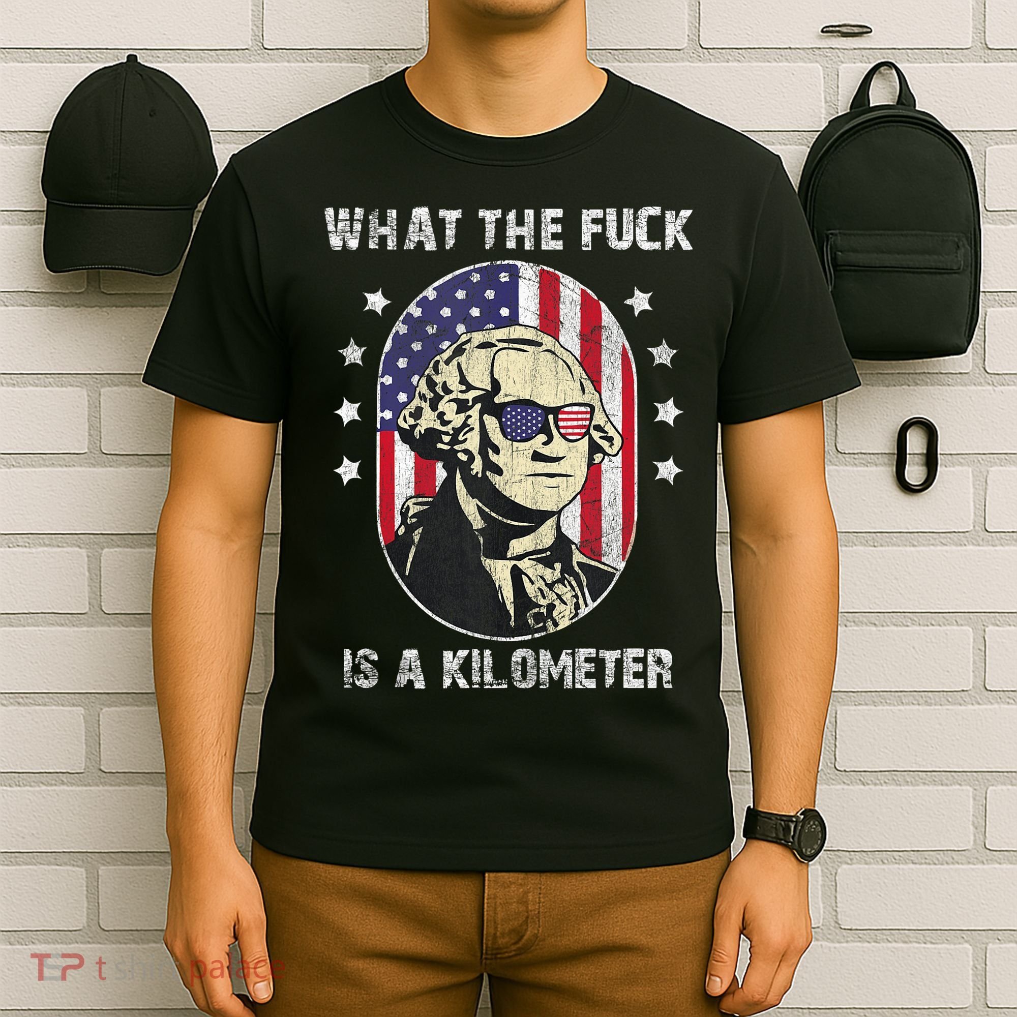 WTF What The Fuck Is A Kilometer George Washington Vintage T-Shirt