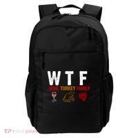 WTF Wine Turkey Family Thanksgiving Dinner Backpack thumb 0