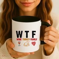 WTF Wine Turkey Family Thanksgiving Dinner Coffee Mug thumb 3