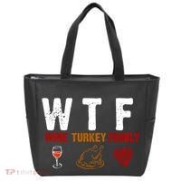 WTF Wine Turkey Family Thanksgiving Dinner Tote Bag thumb 0