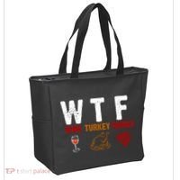 WTF Wine Turkey Family Thanksgiving Dinner Tote Bag thumb 2