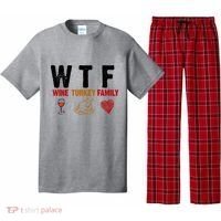 WTF Wine Turkey Family Thanksgiving Dinner Pajama Set thumb 0