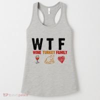WTF Wine Turkey Family Thanksgiving Dinner Women's Tank Top thumb 0