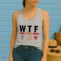 WTF Wine Turkey Family Thanksgiving Dinner Women's Tank Top thumb 2