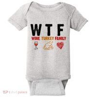 WTF Wine Turkey Family Thanksgiving Dinner Baby Bodysuit thumb 0