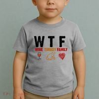 WTF Wine Turkey Family Thanksgiving Dinner Toddler T-Shirt thumb 2