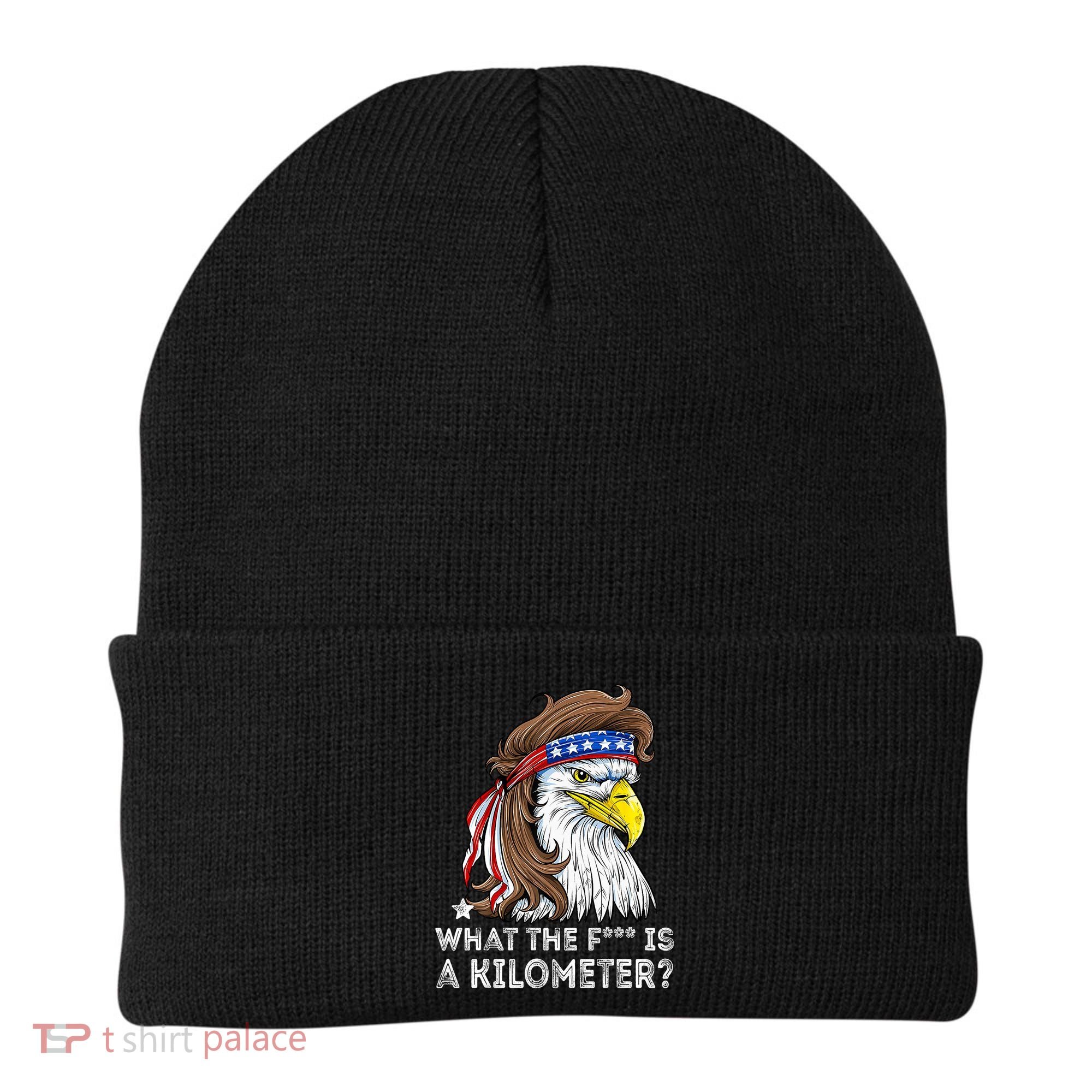 WTF What The Fuck Is A Kilometer George Washington Eagle Mullet Beanie