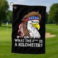 WTF What The Fuck Is A Kilometer George Washington Eagle Mullet Golf Towel thumb 1